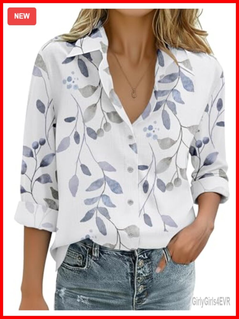 Women's 100% Cotton Button Down Shirt Long Sleeve Collared Blouse